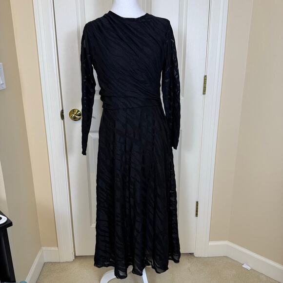 Isle by Melis Kozan Elegant Black Mesh Stretch Dress Small Zebra Imprint EUC - Picture 2 of 9